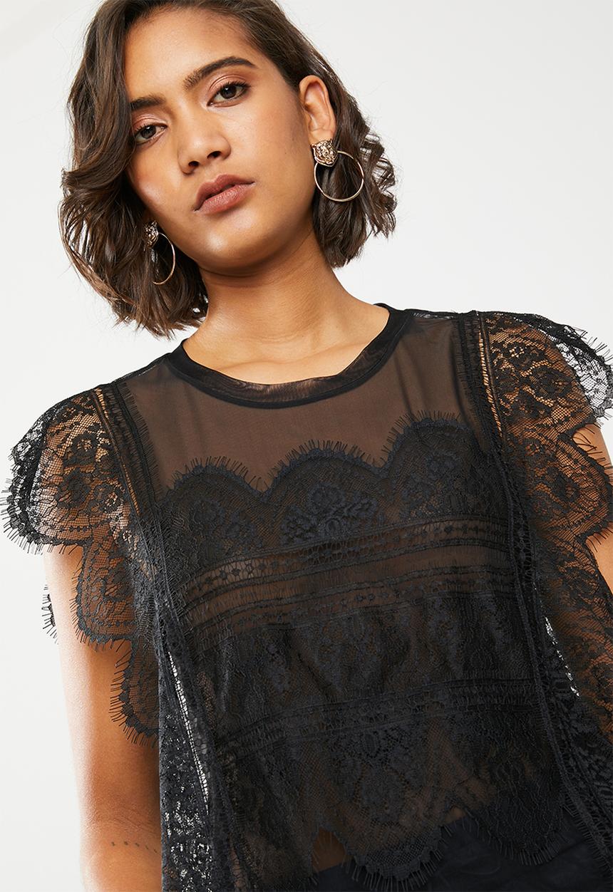 ONLY - Eduna lace blouse - black 