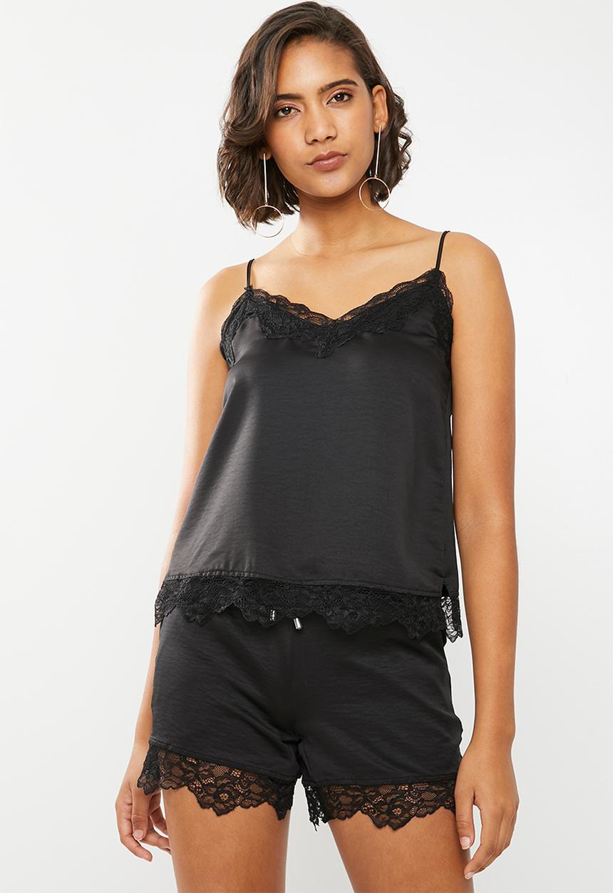 ONLY - Lace detail cami - black