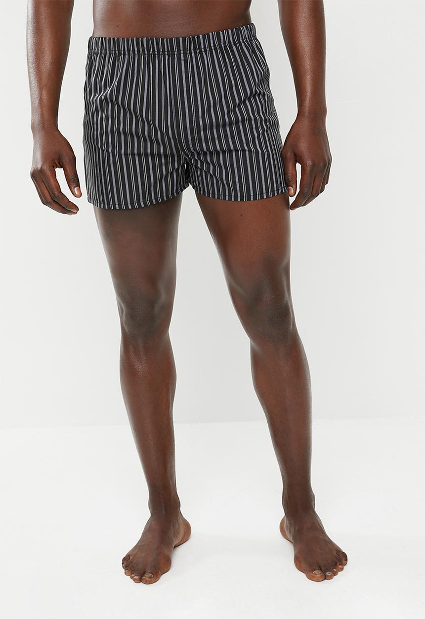 STYLE REPUBLIC - Stripe boxers shorts - black & grey