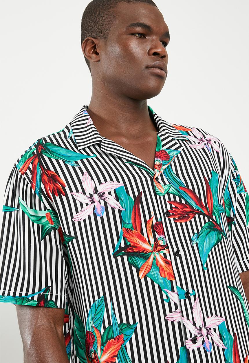 STYLE REPUBLIC - Floral stripe bowler shirt - multi