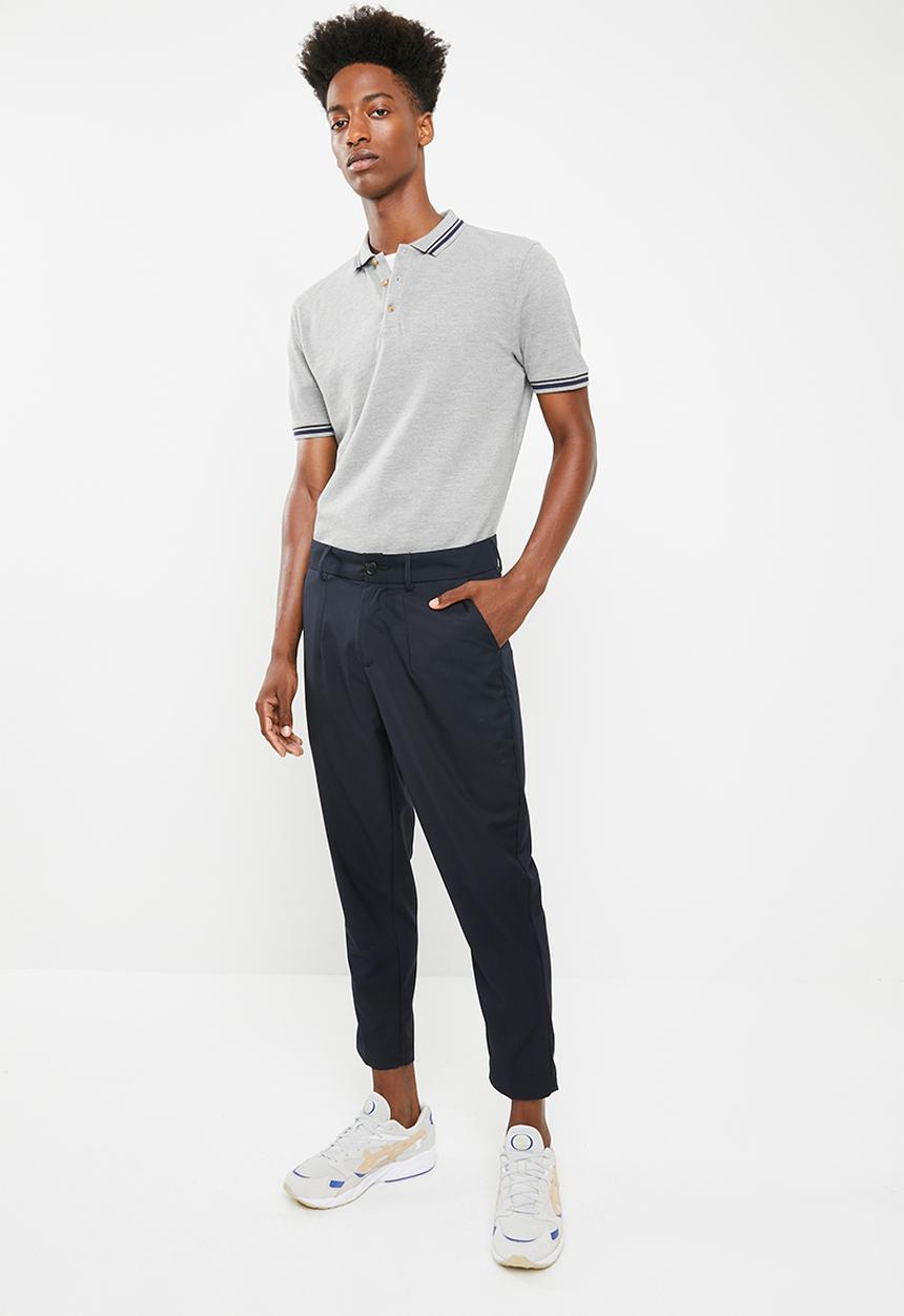 Superbalist - Pique tipped short sleeve slim fit polo - grey 