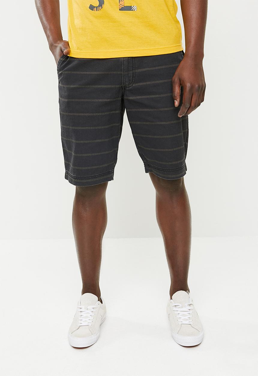 STYLE REPUBLIC - Alfred stripe shorts - black & khaki
