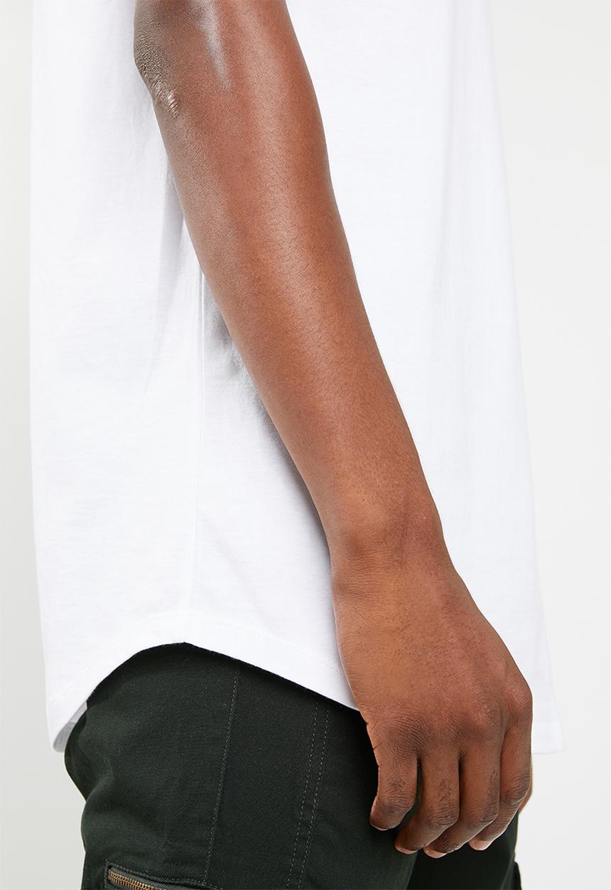 Superbalist - Curved hem longline tee - white 