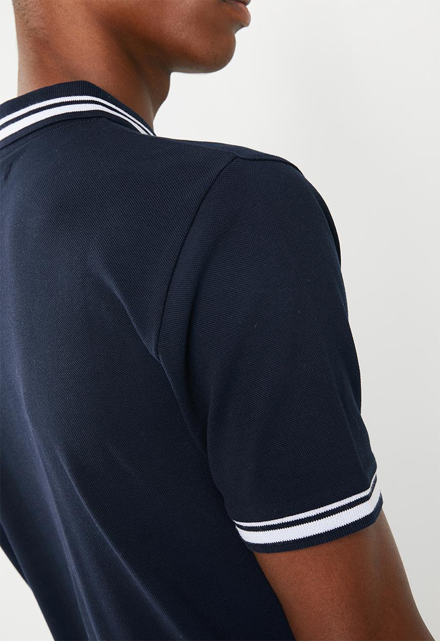 Superbalist - Pique tipped short sleeve slim polo - navy 