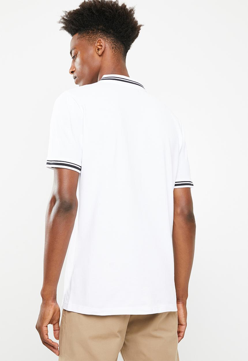 Superbalist - Pique tipped short sleeve slim polo - white 