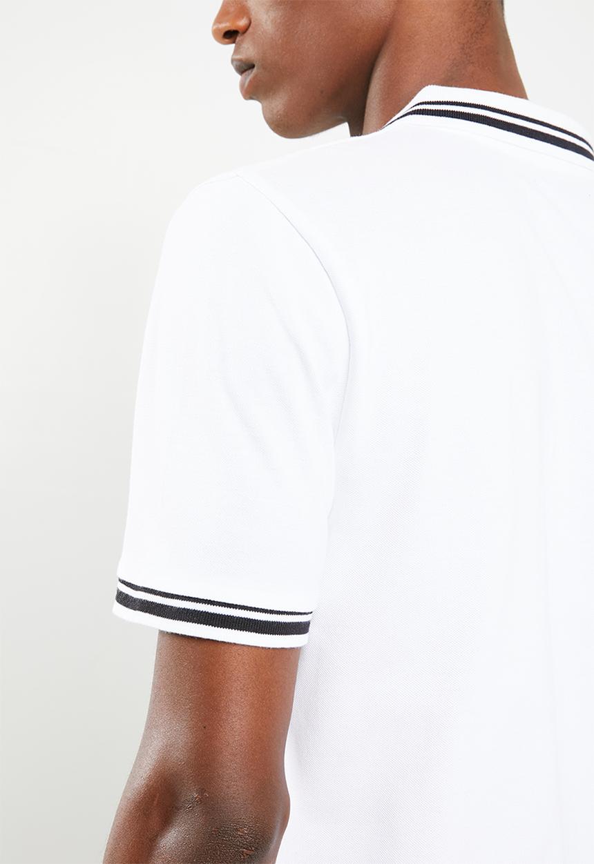 Superbalist - Pique tipped short sleeve slim polo - white 