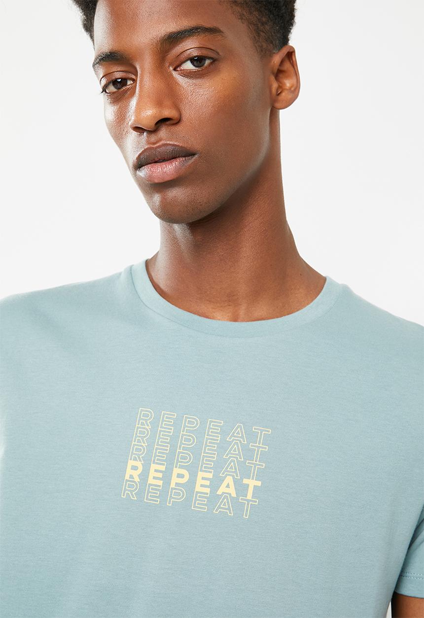 Superbalist - Curved hem printed longline tee - blue