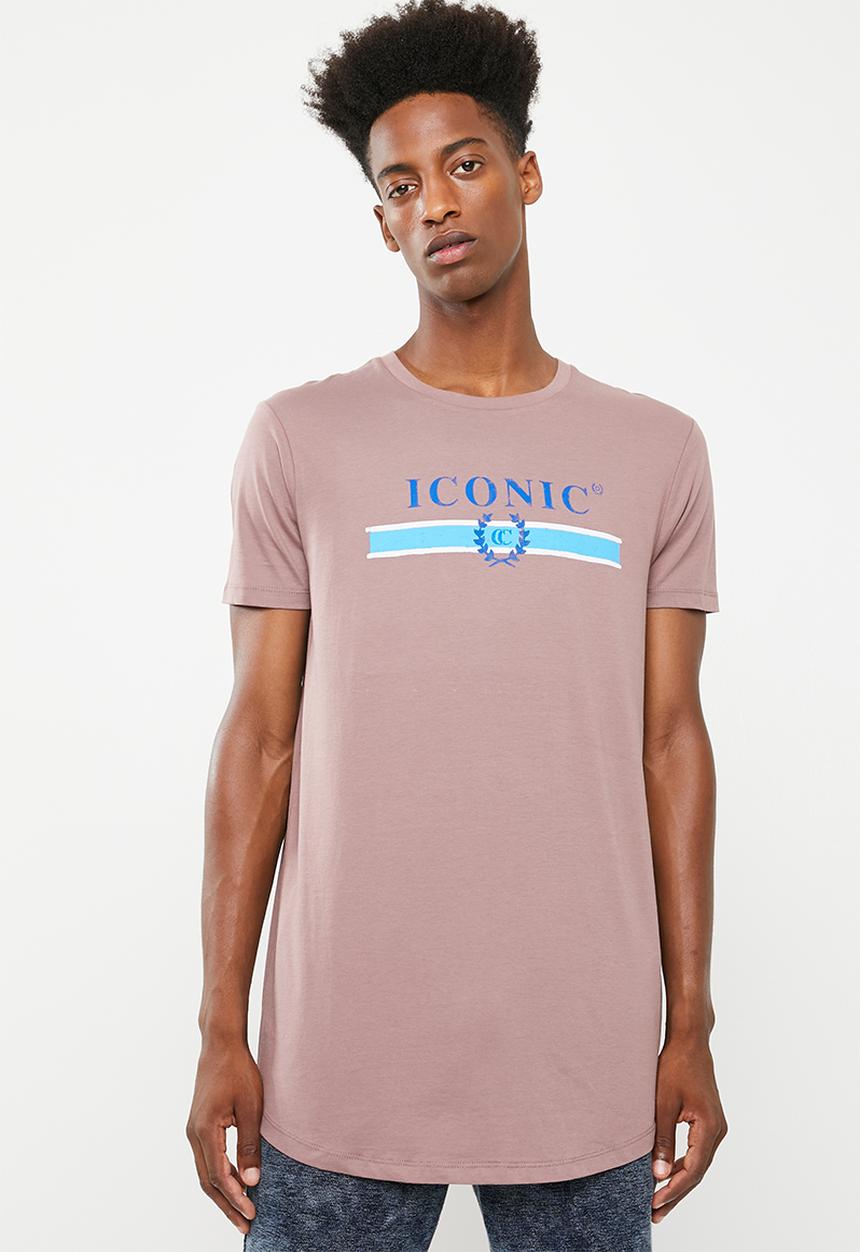Superbalist - Curved hem printed longline tee - pink 