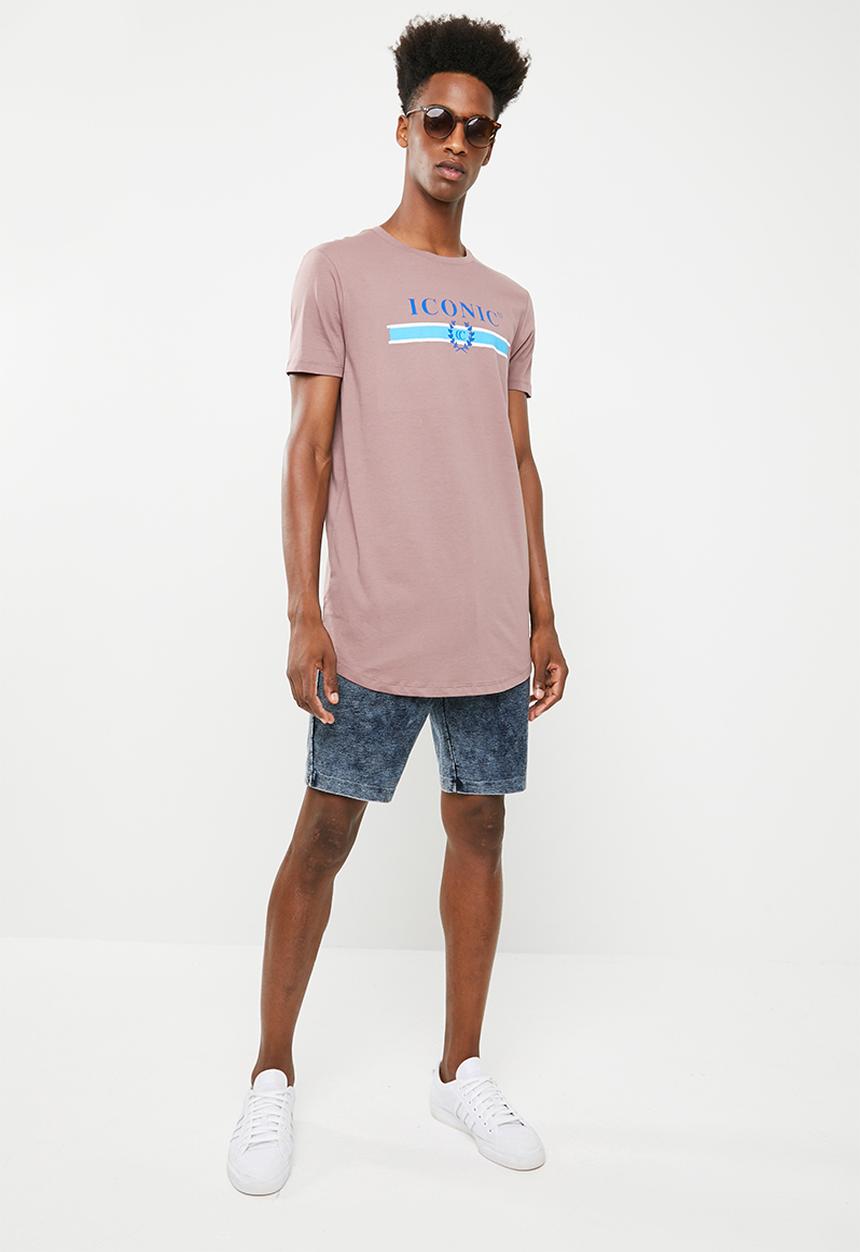 Superbalist - Curved hem printed longline tee - pink 