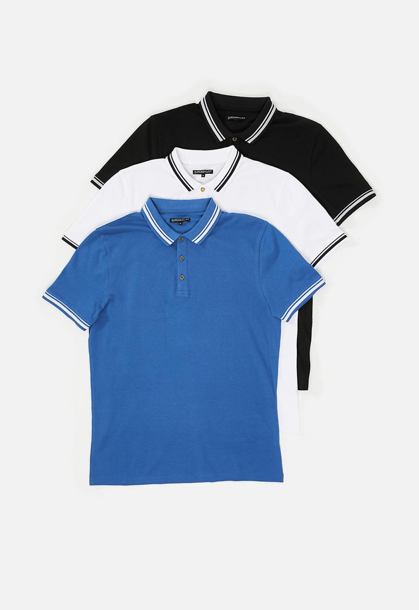 Superbalist - Pique tipped short sleeve slim polo 3 pack - multi 