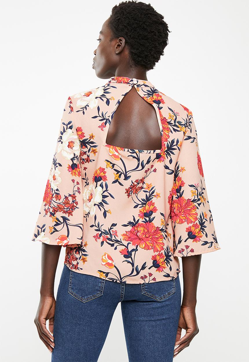 ONLY - Patrice 3/4 highneck woven top - pink