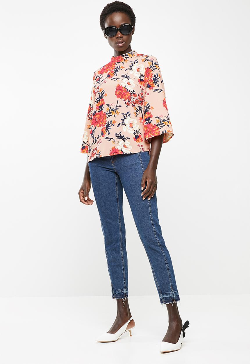 ONLY - Patrice 3/4 highneck woven top - pink