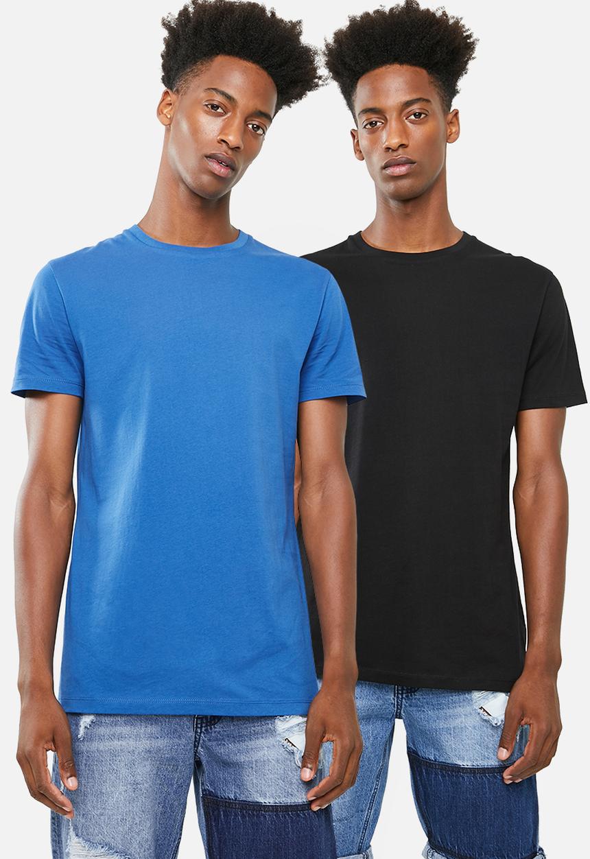 Superbalist - Crew neck short sleeve tee 2 pack - black & blue 