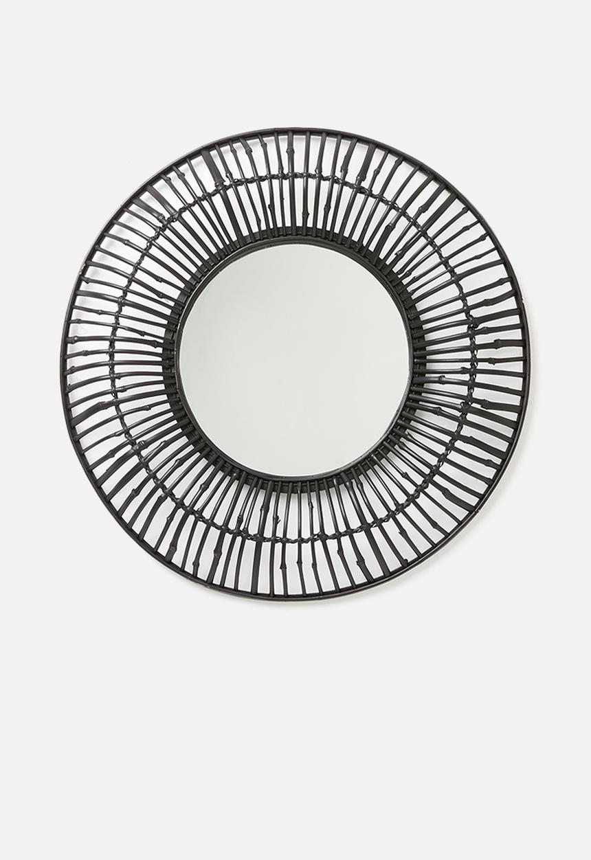 Sixth Floor - Bamboo round mirror - black