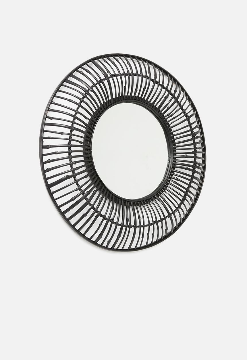 Sixth Floor - Bamboo round mirror - black