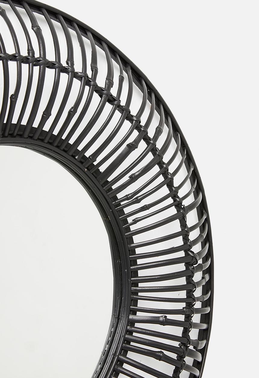 Sixth Floor - Bamboo round mirror - black