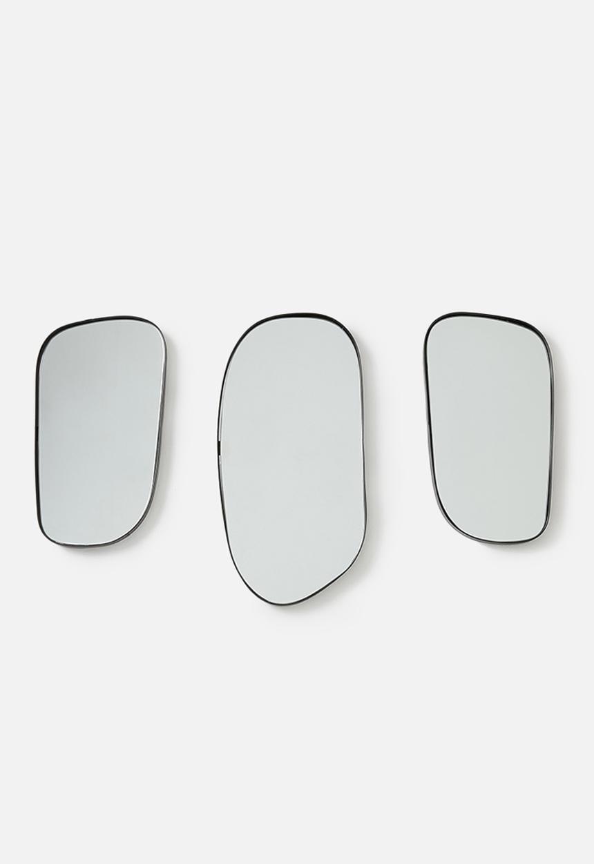 Sixth Floor - Metal framed mirror set of 3 - black
