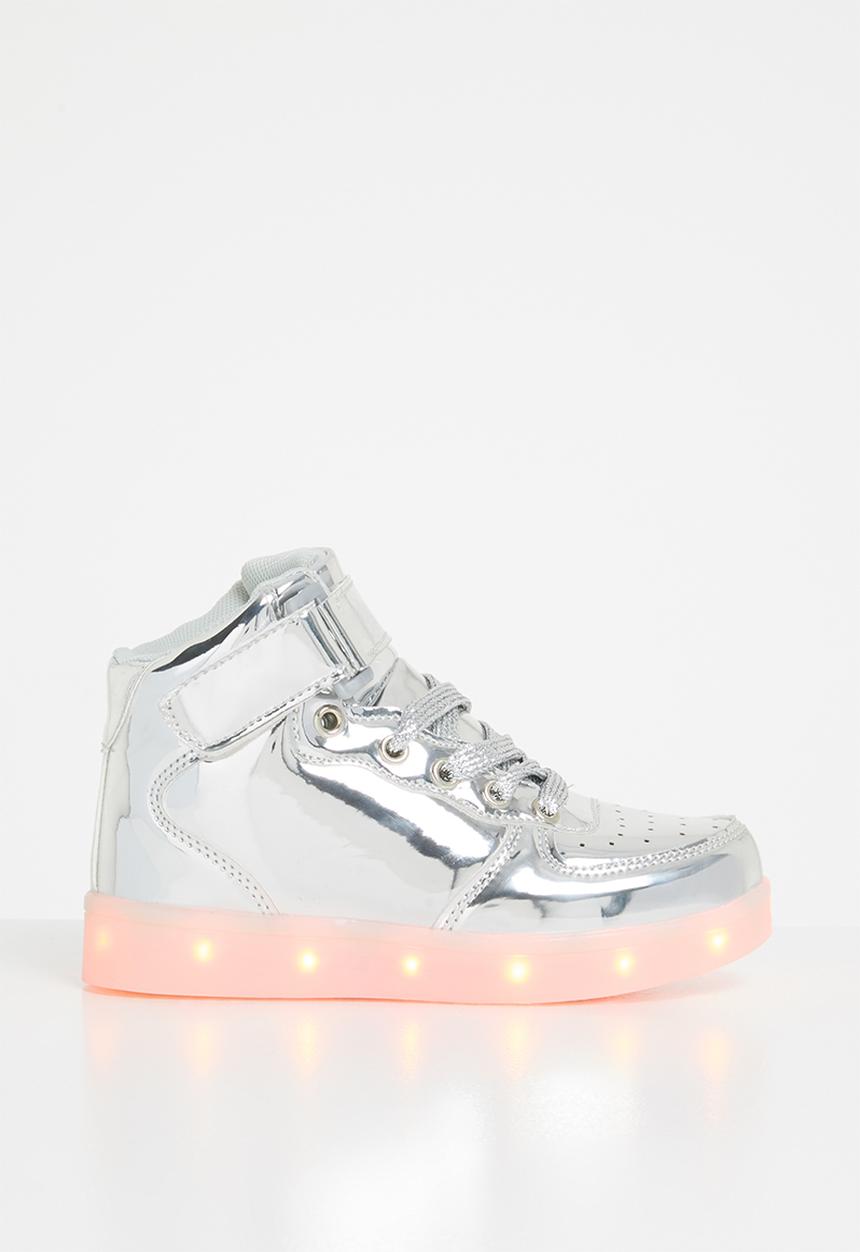 Pop Candy - High top light up  sneaker - silver