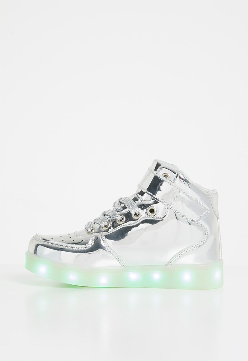Pop Candy - High top light up  sneaker - silver