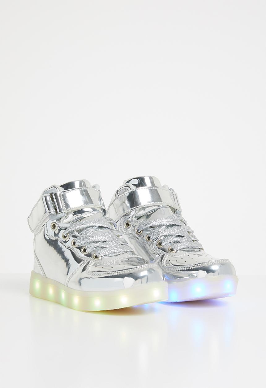 Pop Candy - High top light up  sneaker - silver