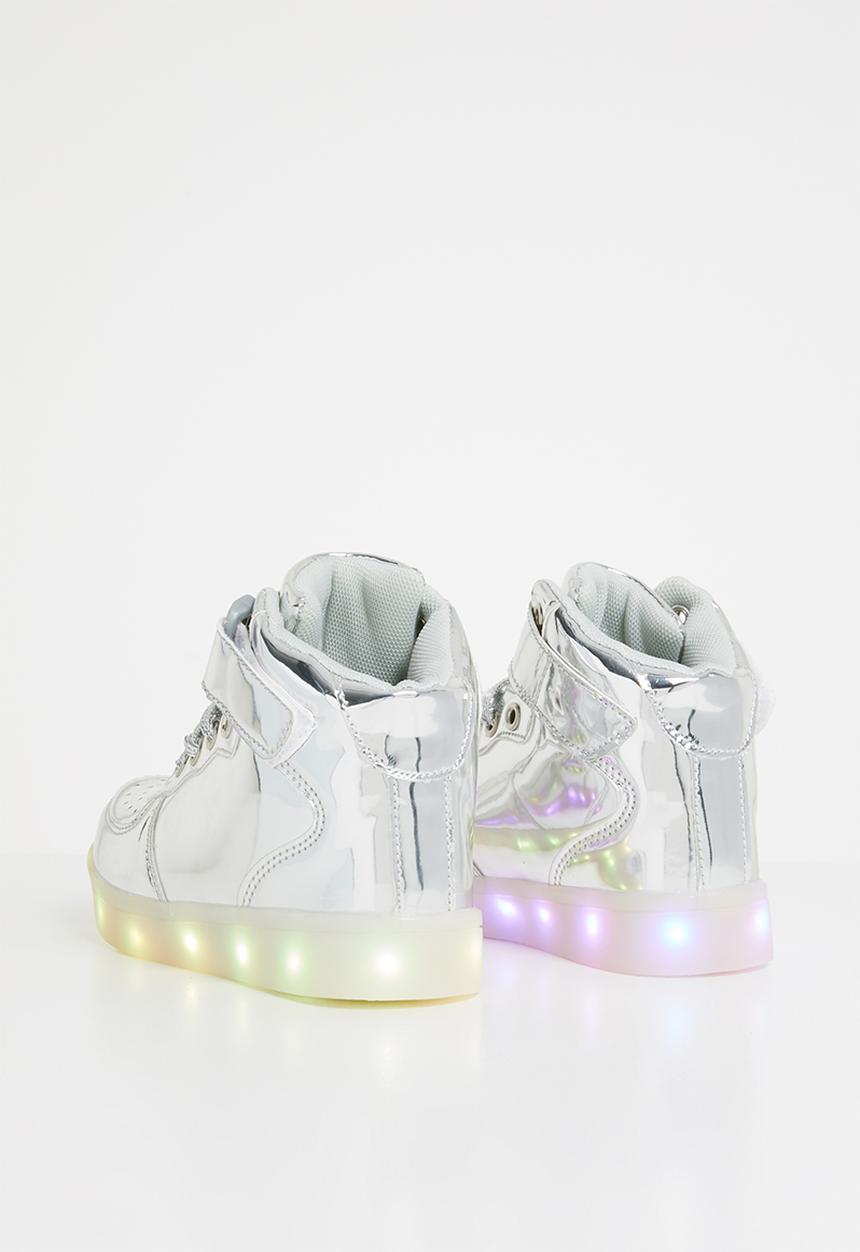 Pop Candy - High top light up  sneaker - silver