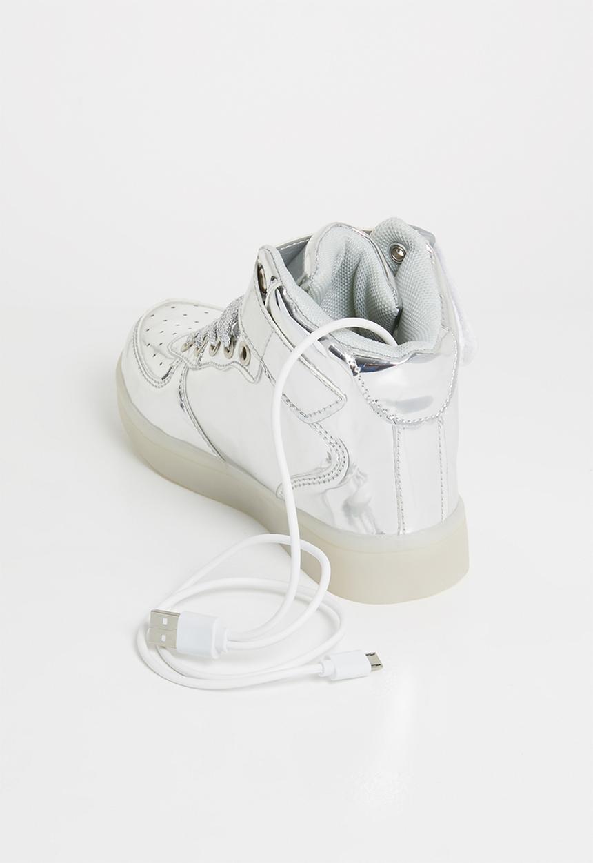 Pop Candy - High top light up  sneaker - silver