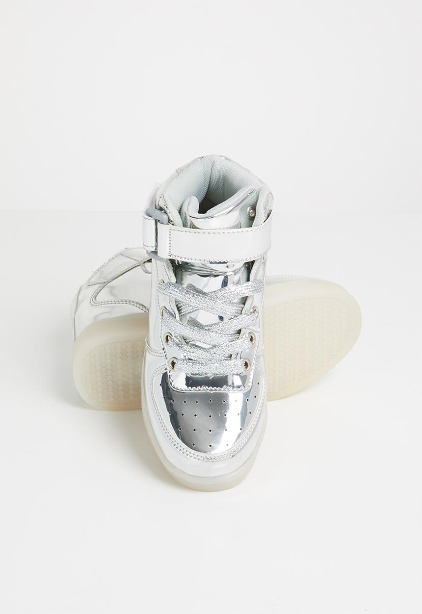 Pop Candy - High top light up  sneaker - silver
