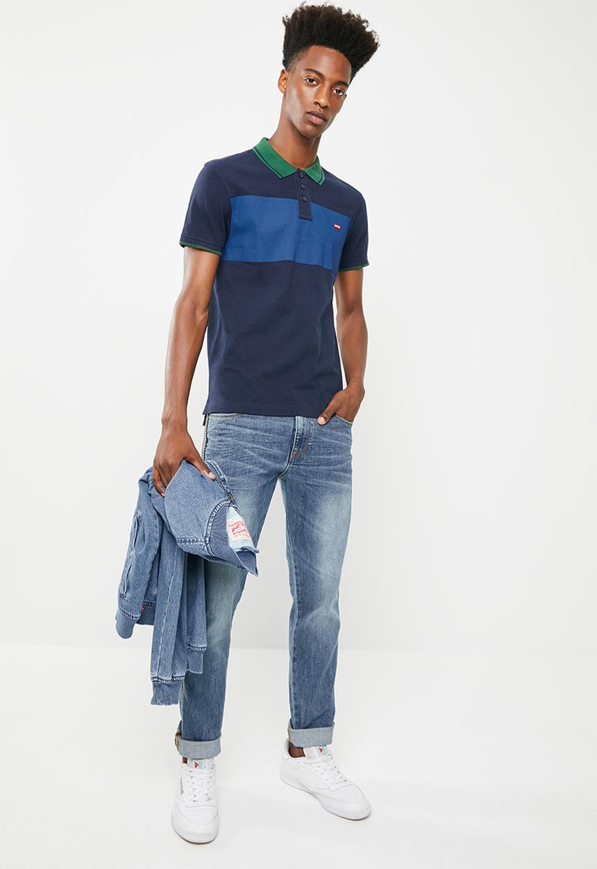 Levi’s® - Levis house mark polo colour block rugby - blue & green