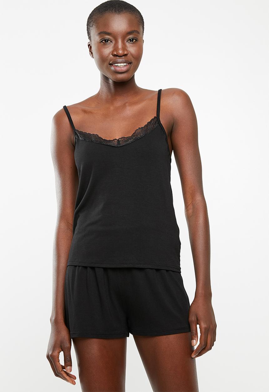 Superbalist - Sleep cami and short set - black