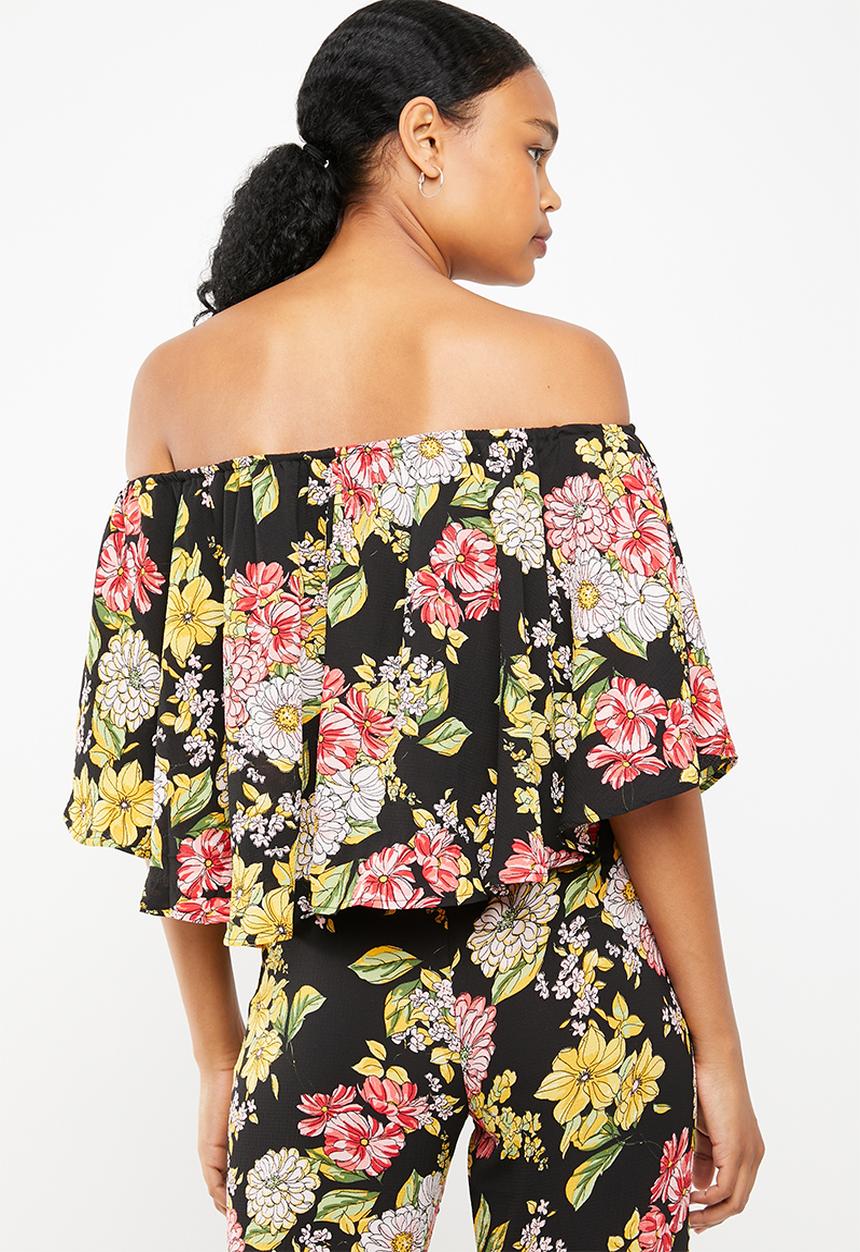 STYLE REPUBLIC - Satin bardot blouse - black