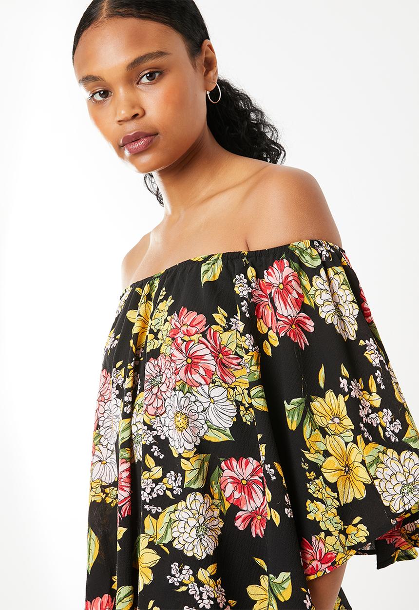 STYLE REPUBLIC - Satin bardot blouse - black