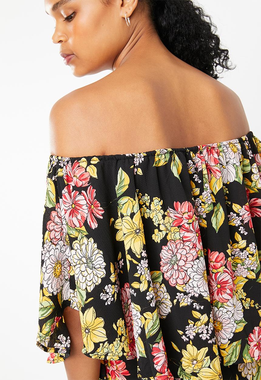 STYLE REPUBLIC - Satin bardot blouse - black