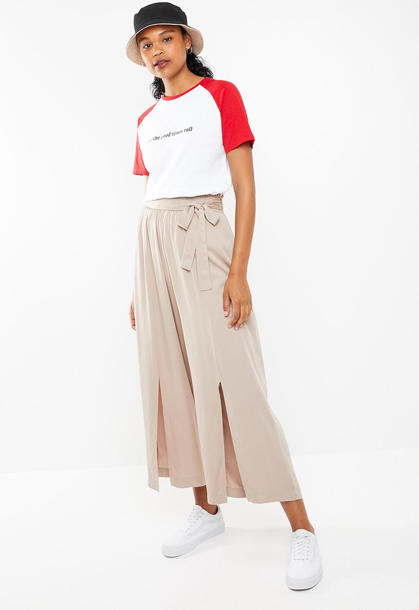 STYLE REPUBLIC - Wide leg paperbag pants  - beige