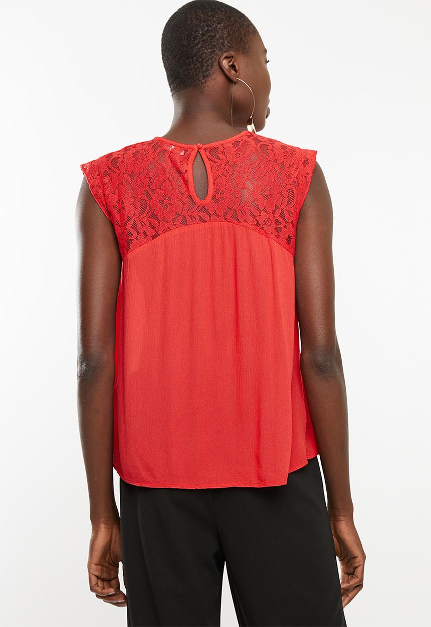 ONLY - Karmen lace top - red
