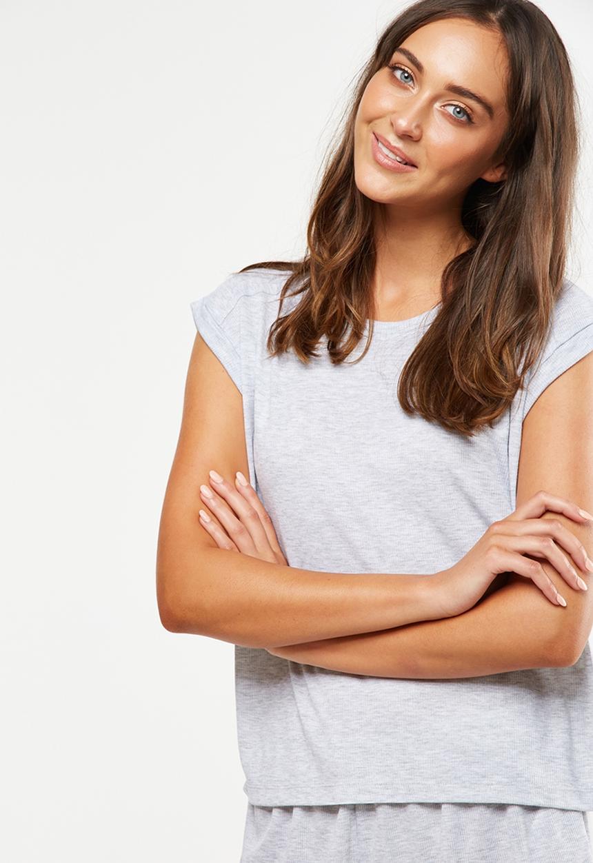 Cotton On - Rib boxy T-shirt - grey 