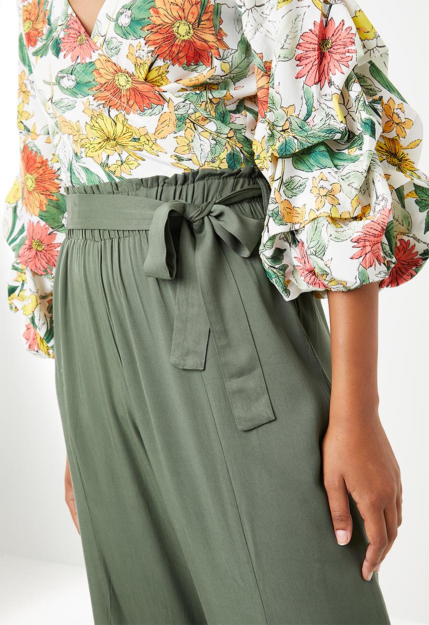 STYLE REPUBLIC - Wide leg paperbag pants - khaki green