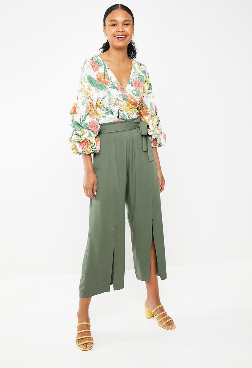 STYLE REPUBLIC - Wide leg paperbag pants - khaki green