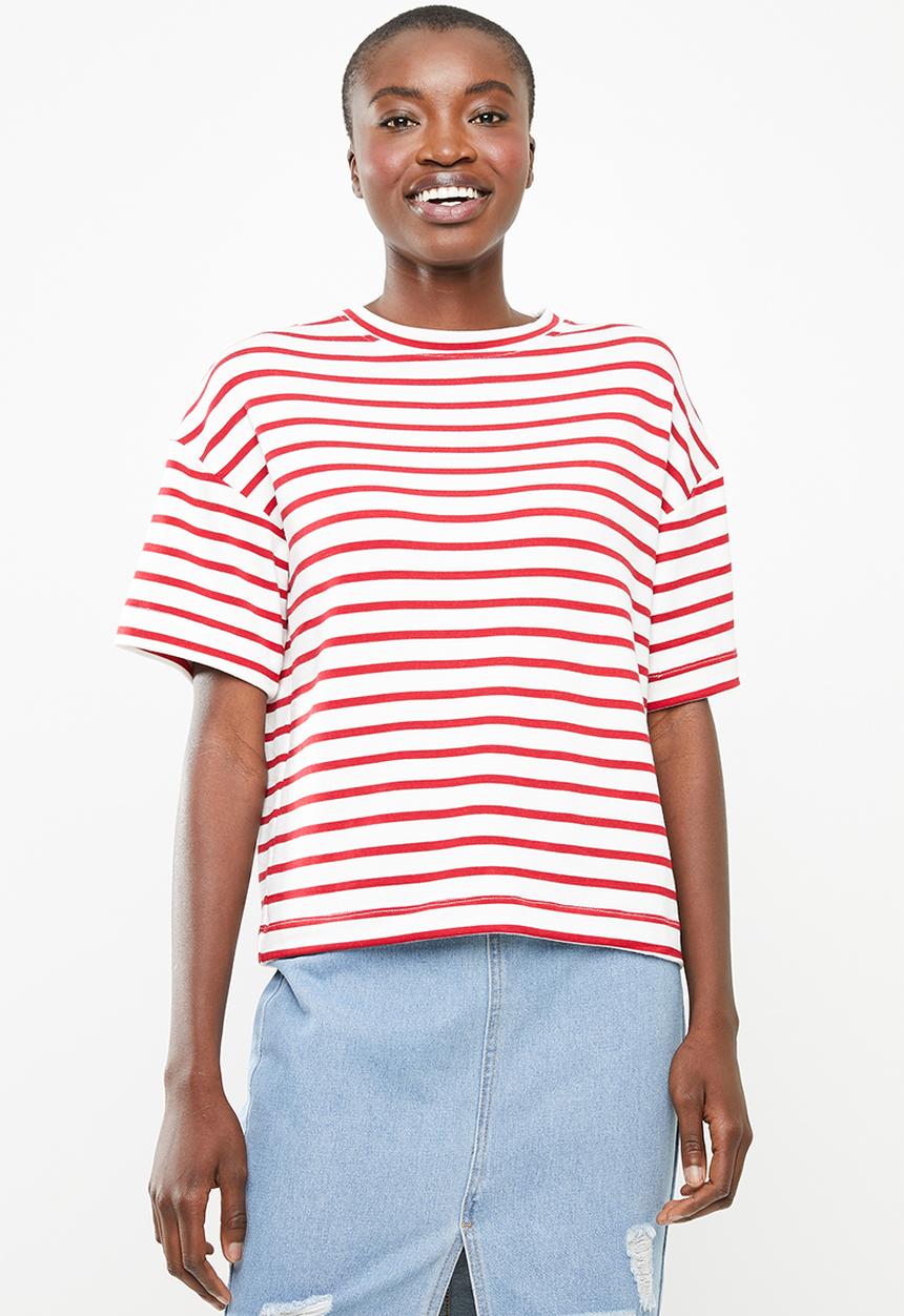 Superbalist - Boxy tee - red & white 