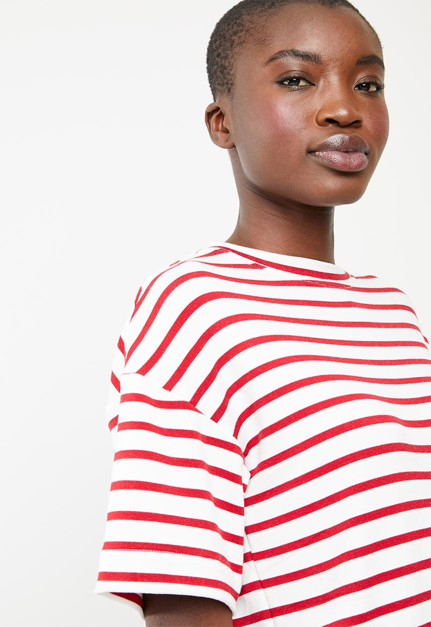 Superbalist - Boxy tee - red & white 