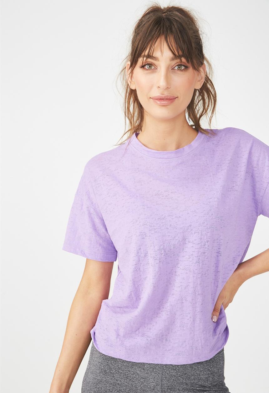 Cotton On - Boxy burnout T-shirt - purple