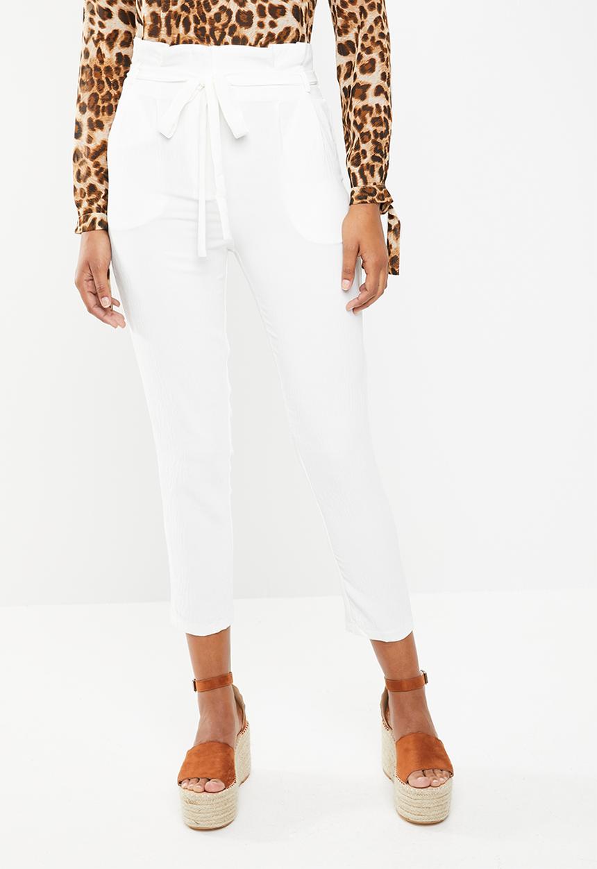 STYLE REPUBLIC - Highwaisted paperpag pants - white