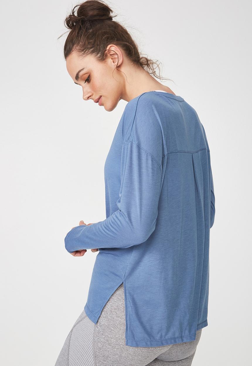 Cotton On - Long sleeve split hem - blue