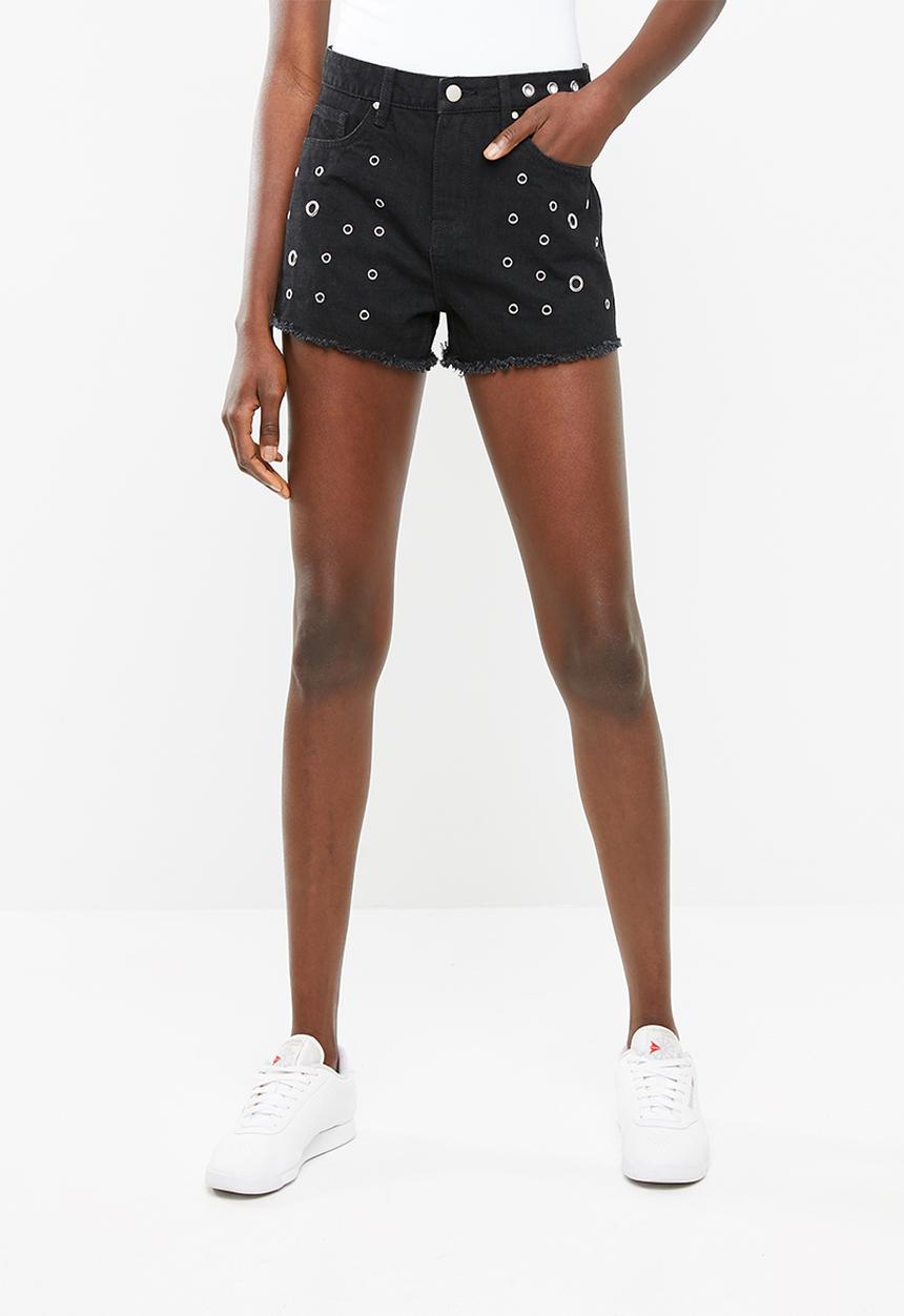 Superbalist - Eyelet detail denim shorts - black