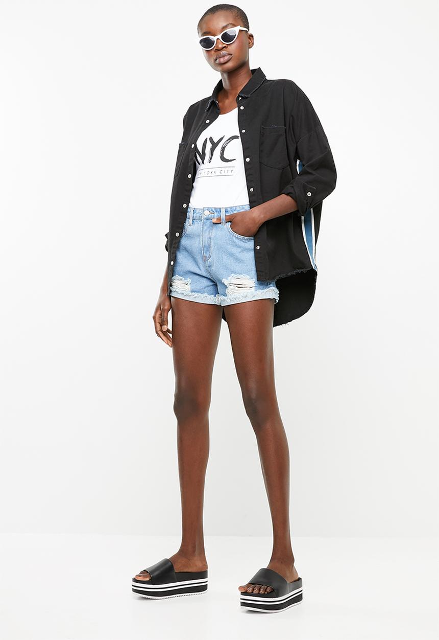 Superbalist - Turn up denim short - blue