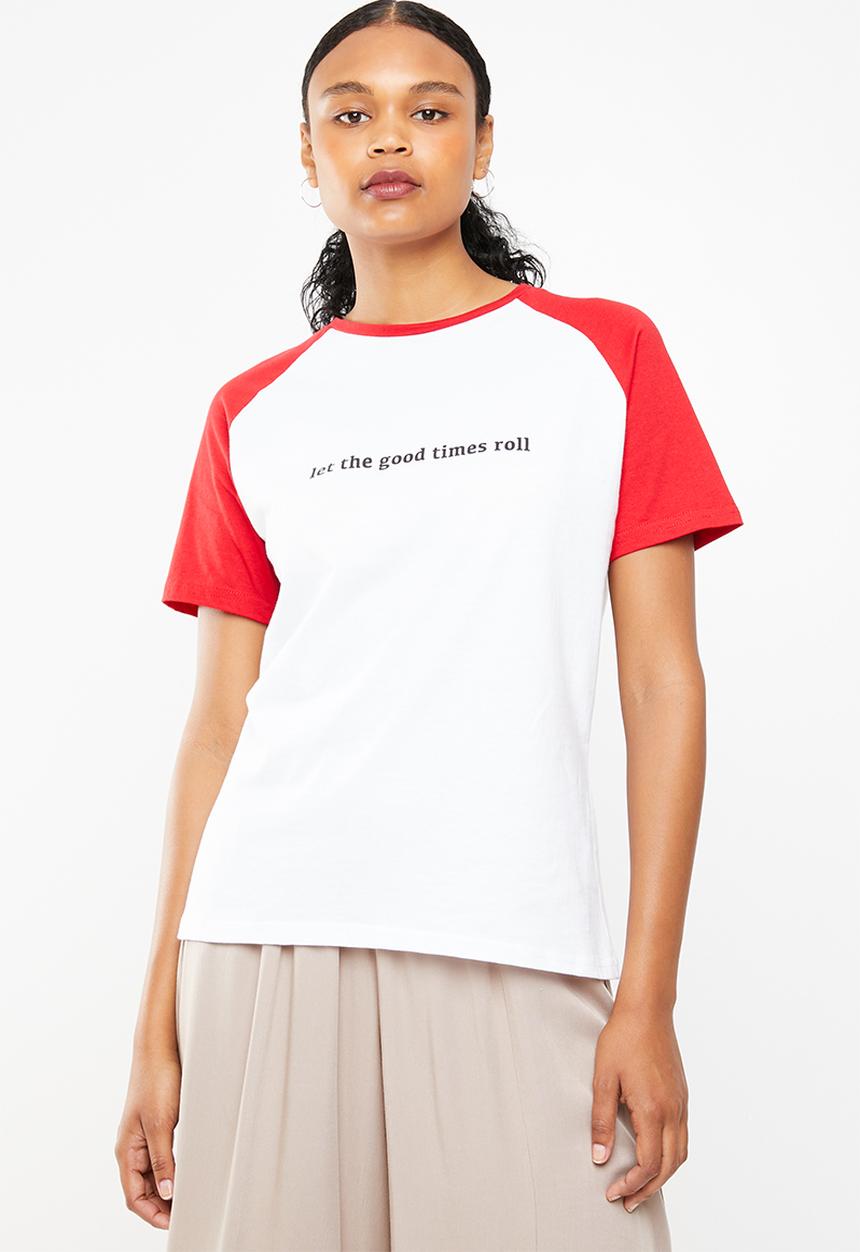 Superbalist - Raglan printed tee - white