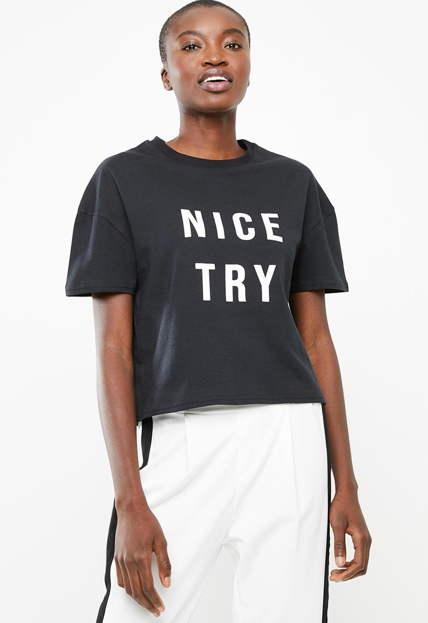 Superbalist - Drop shoulder printed tee - black