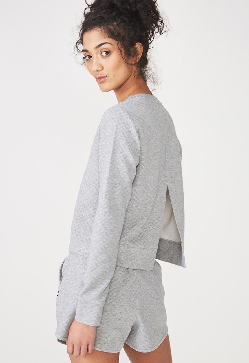 Cotton On - Textured split back crew -  grey 