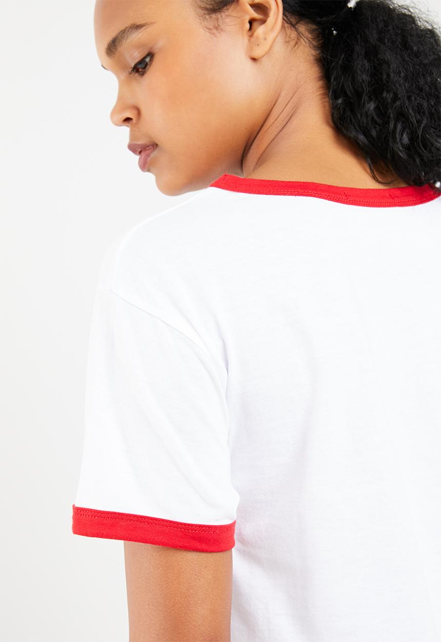 Superbalist - Ringer tee with embroidery - white with red contrast