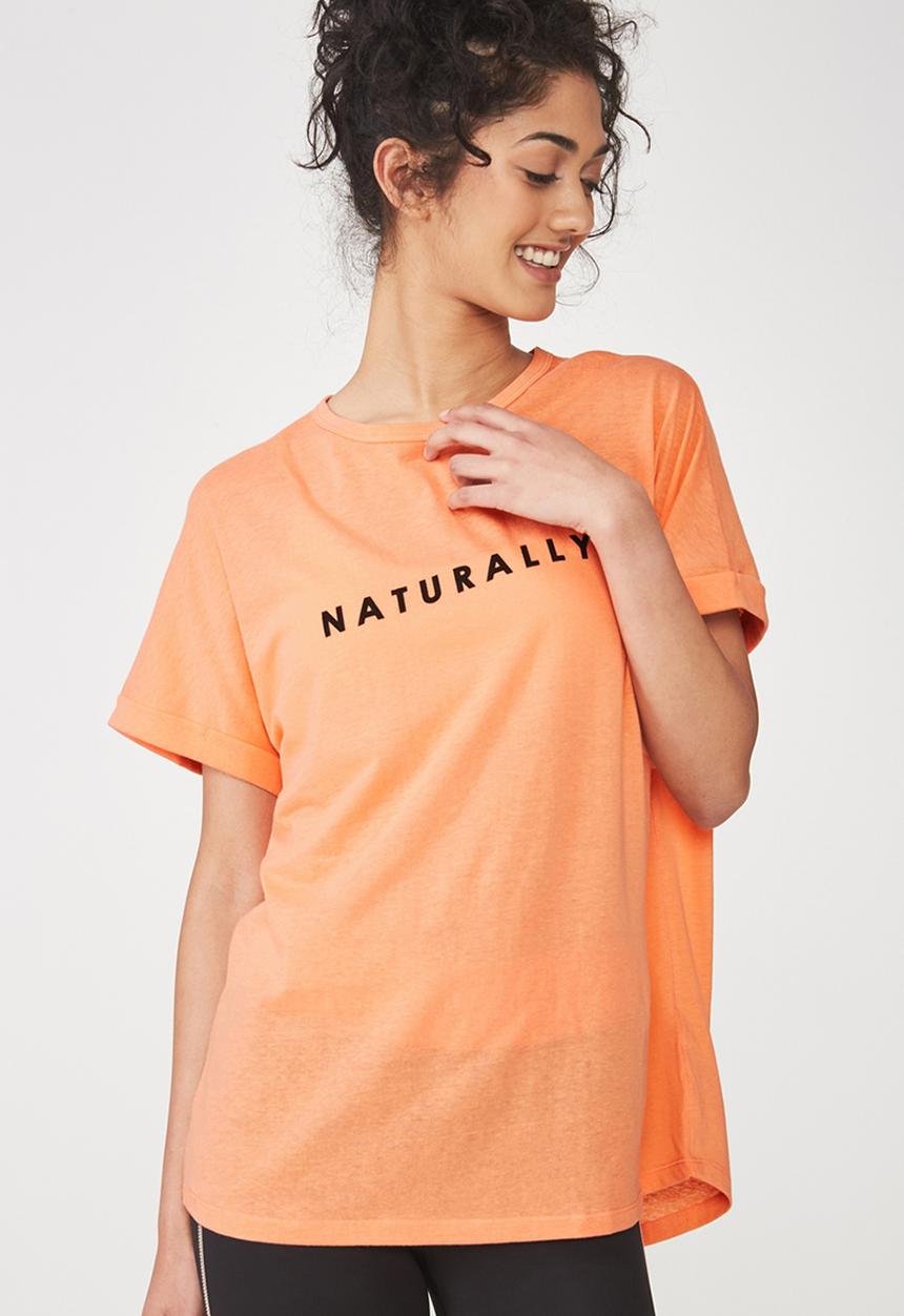 Cotton On - Dropped shoulder slogan T-shirt - orange