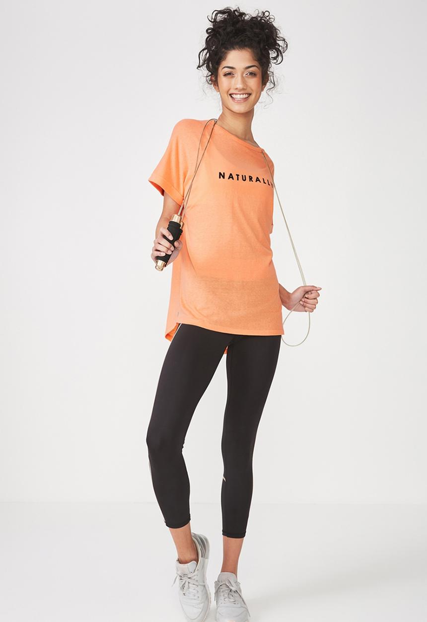 Cotton On - Dropped shoulder slogan T-shirt - orange